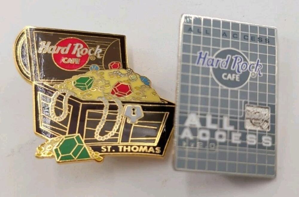 Hard Rock Cafe Pin Lot St Thomas 2000 Treasure Chest & All Access Card V2.0